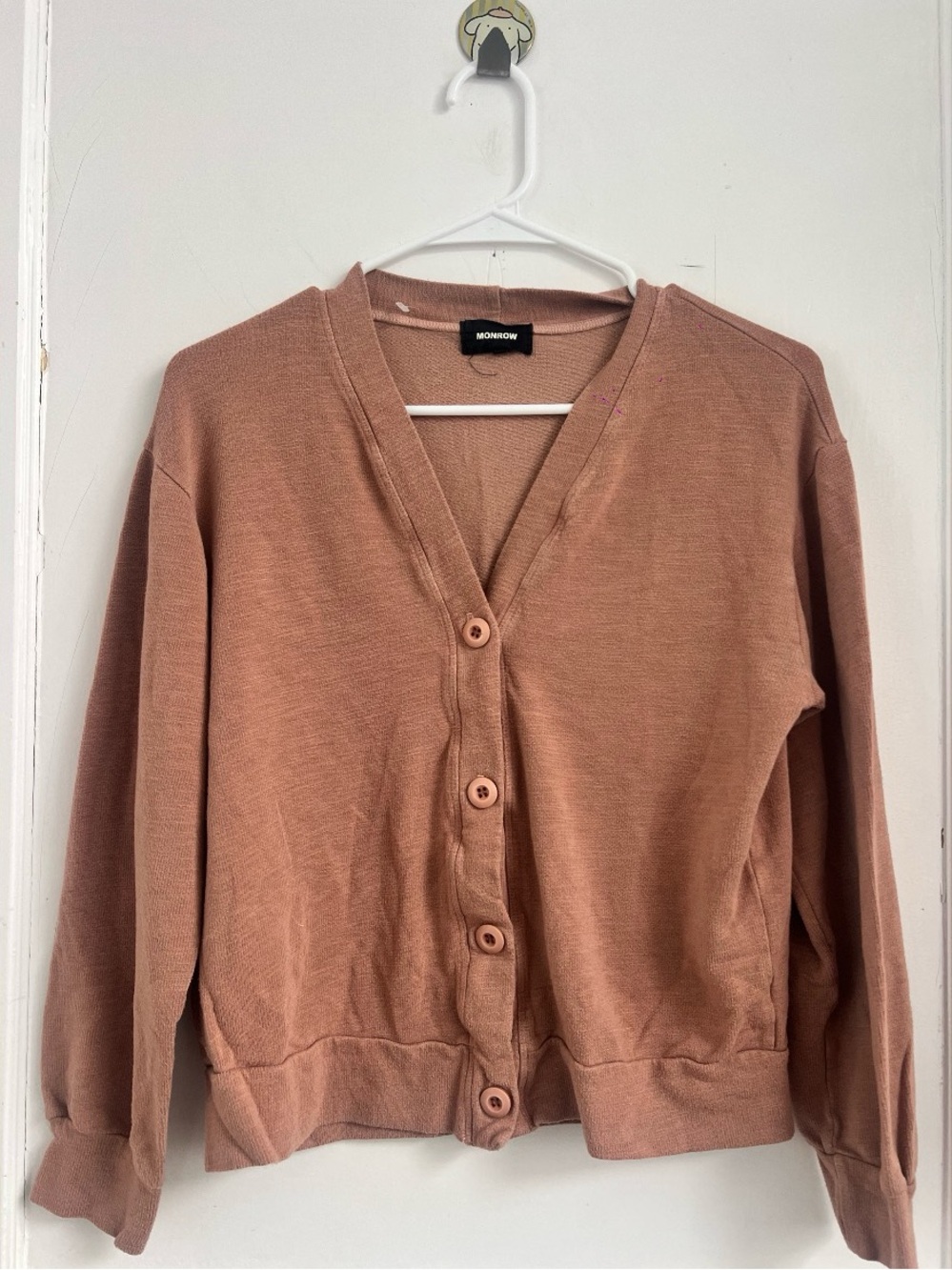 Monrow Relaxed Fit lightweight cotton knit terracotta cardigan
Size M $195